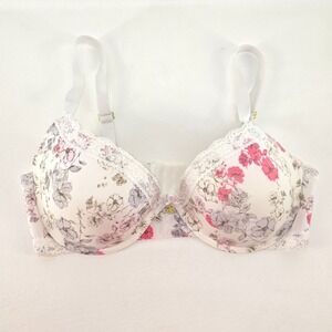 Daisy Fuentes Floral PushUp Bra 38D Lace Underwire Adjustable Comfort Maximalist